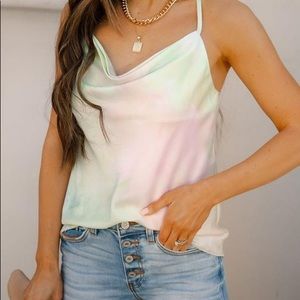 Do+Be Satin tank top tie dye